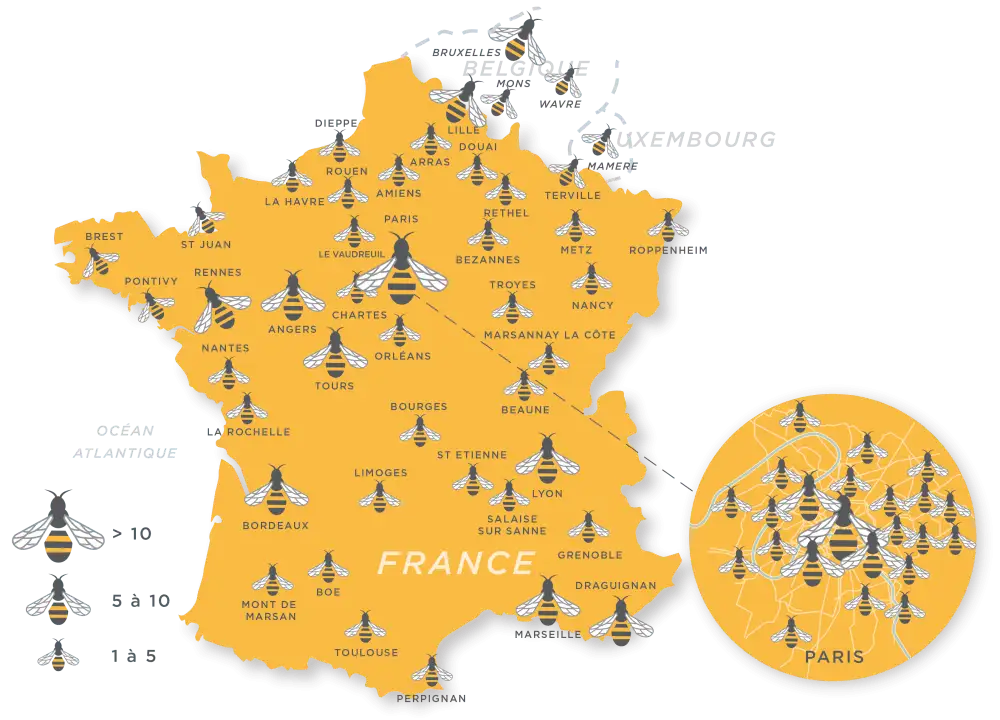 Map of Apiterra hive distribution
